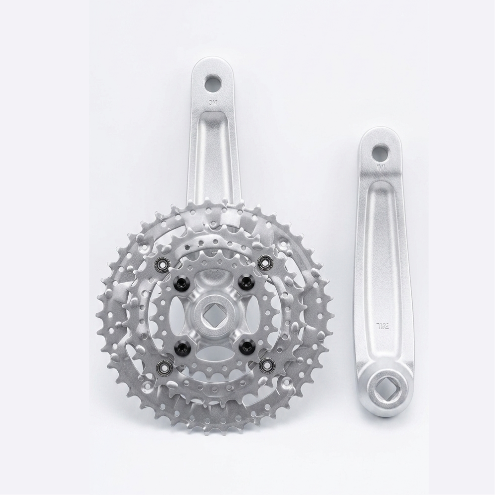 Pédalier Triple Plateau avec Manivelle pour Vélo (Axe Carré)