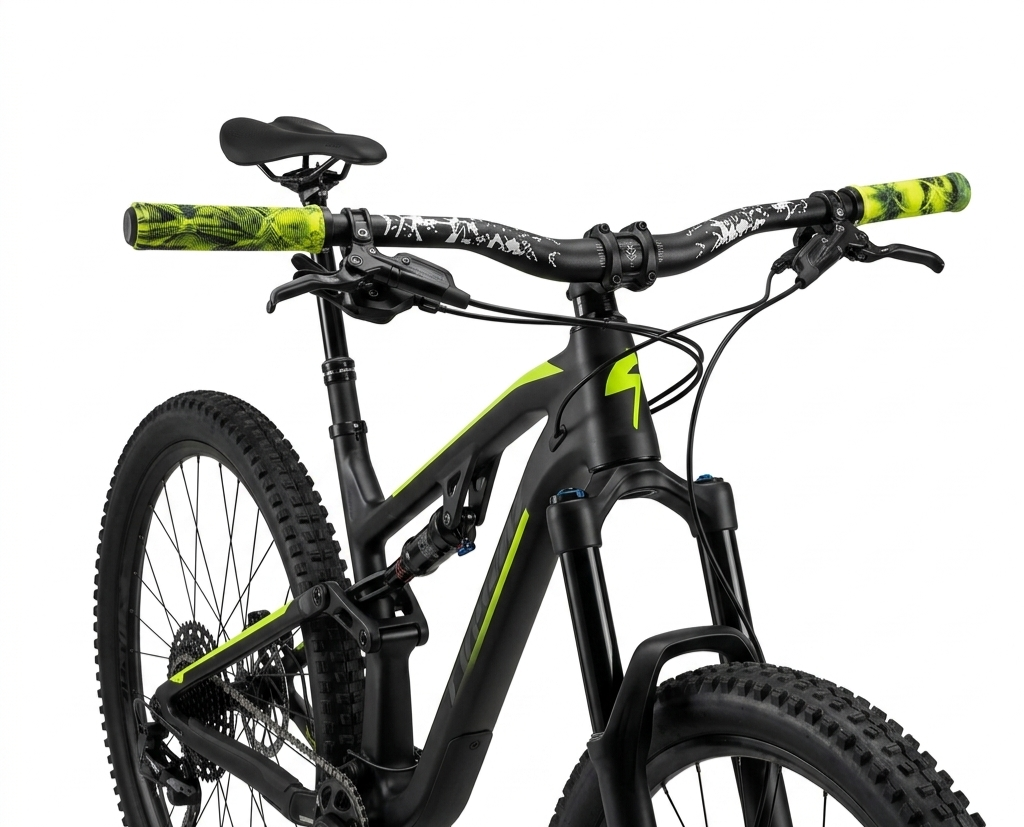 Poignées de Guidon Longues pour Vélo  – Design Marbré Jaune / Noir
